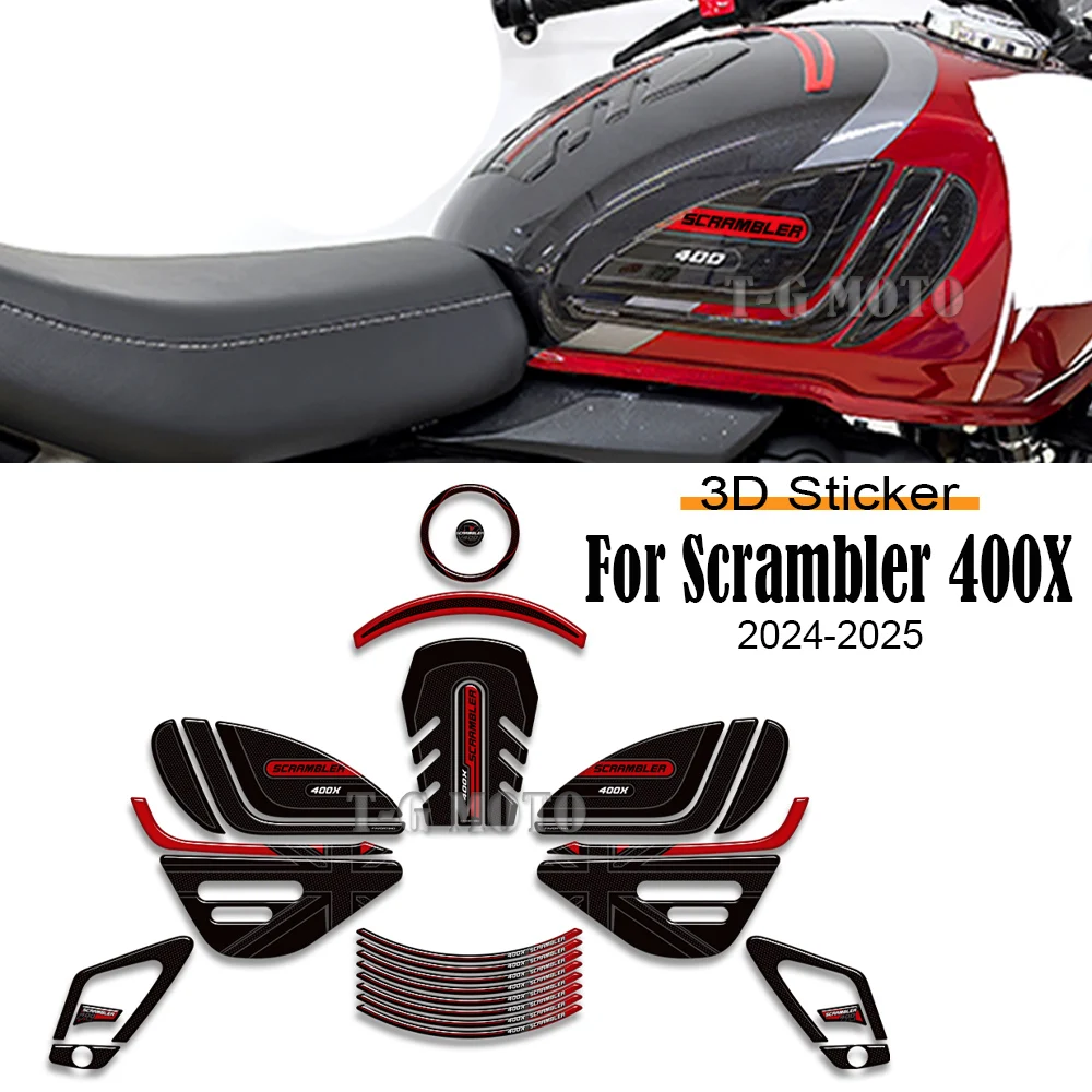 

For Triumph Scrambler 400X Stickers Decal Adhesive Motorcycle Tank Pad Side Fuel Oil Kit Knee Fairing Fender Wheel 2024 2025