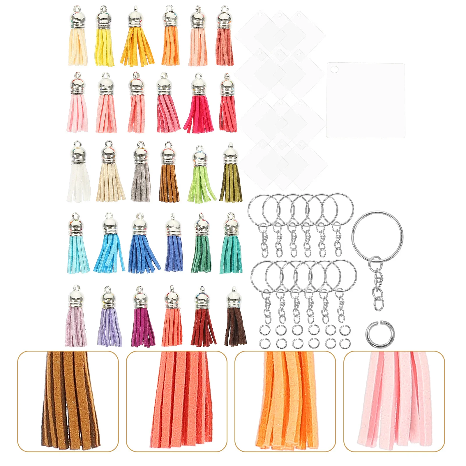

1 set Blank Acrylic Keychain Sublimation Diy Craft Pendant For Key Accessories Portable Tassel Heat Transfer Keychains