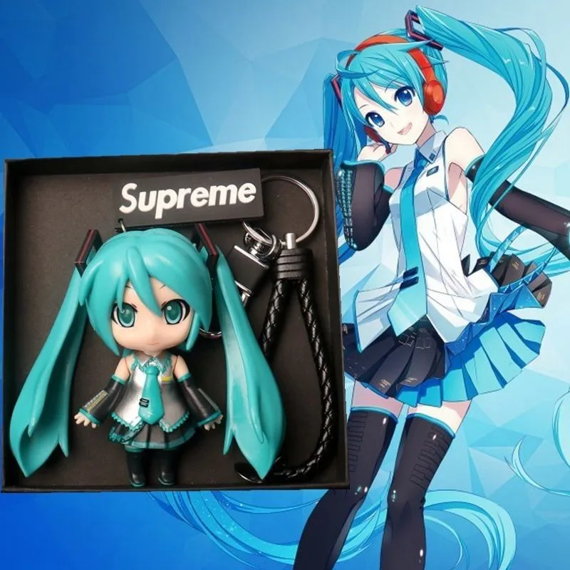 

Hatsune Miku Animation Peripheral Cartoon Keychain Anime Miku Cute Doll Model School Bag Pendant Couple Friend Gift
