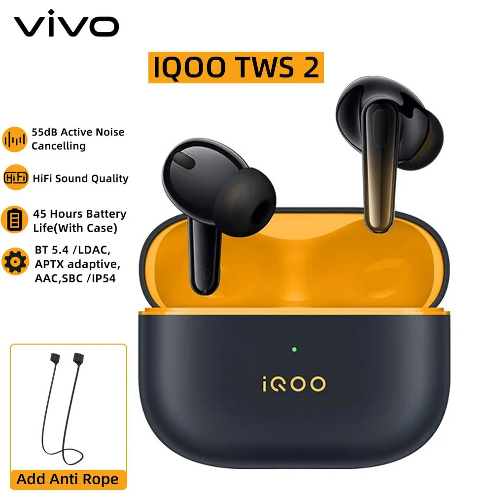 

Original 2024 New VIVO iQOO TWS 2 wireless Bluetooth 5.4 noise reduction earphone 55dB ultra-deep noise reduction 44ms low delay