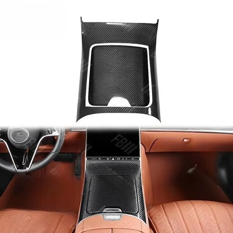 

For Mercedes S Class W223 2021up Luxury Carbon Fiber Gear Shift Panel Trim Glossy Dry Real Carbon Adhesive For Car Interior