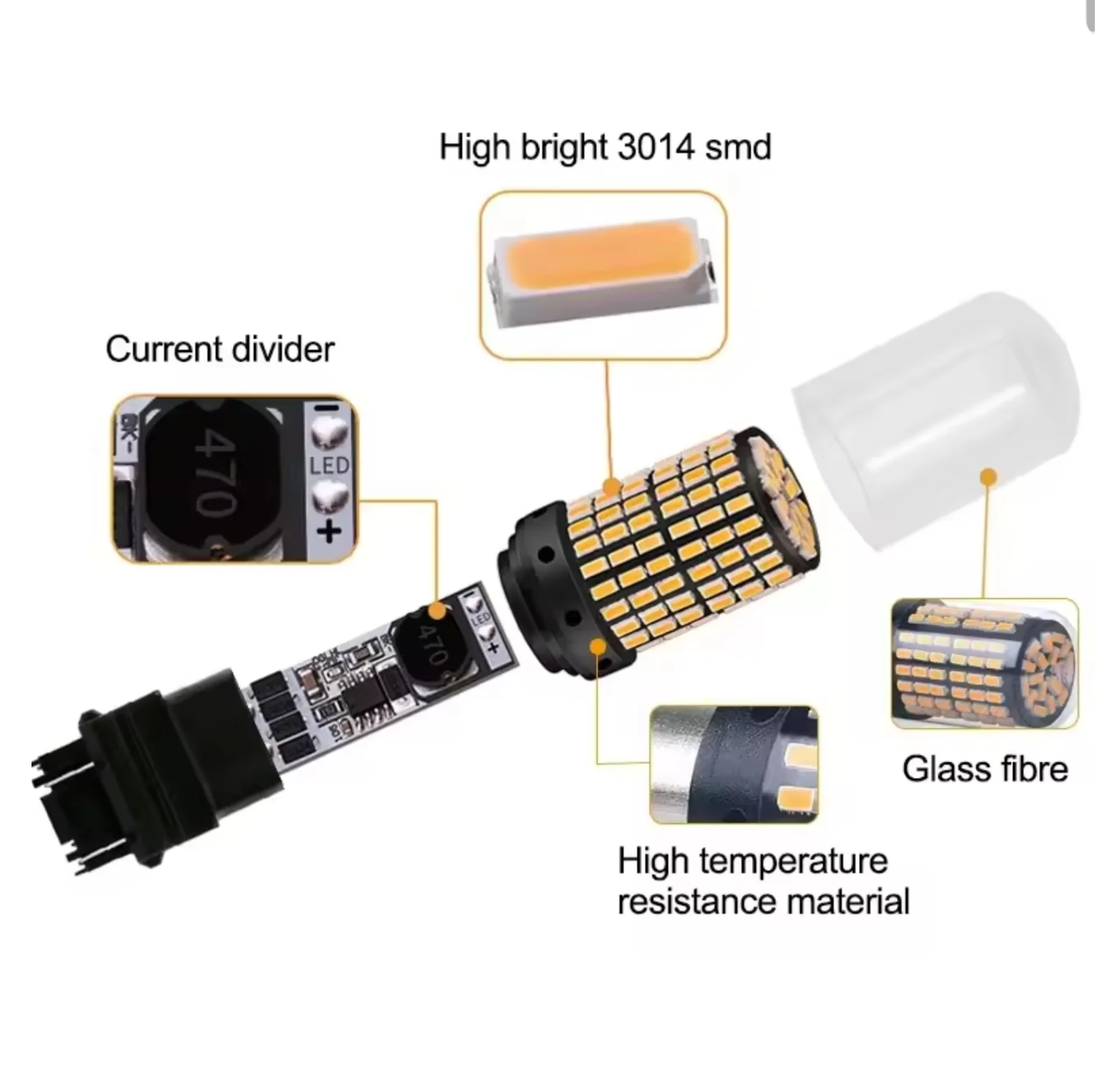 3156 LED Turn Sigal Lights Backup Bulbs Canbus Bright Red white amber p27w t25 - view 3