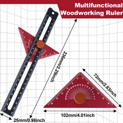 Woodworking Edge Ruler Woodworking Scriber Ruler Adjustable Protractor Angle Finder, 0-180 Degrees Angle Measuring Tool Layout