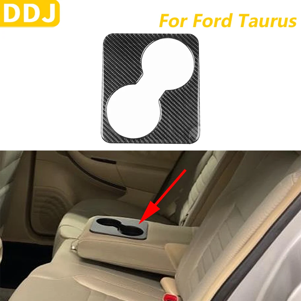 

For Ford Taurus 2013-2019 Carbon Fiber Rear Water Cup Holder Panel Decorative Cover Car Accessories Interior Decoration Sticker
