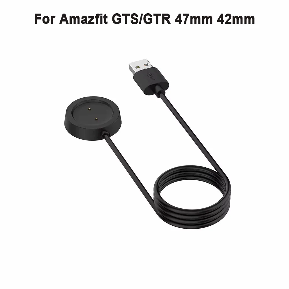 Base de Carregamento USB para Amazfit GTS / GTR 47mm 42mm, Adaptador de Energia para Smartwatch Preto com Cabo de Dados, Base de Carregamento Compatív