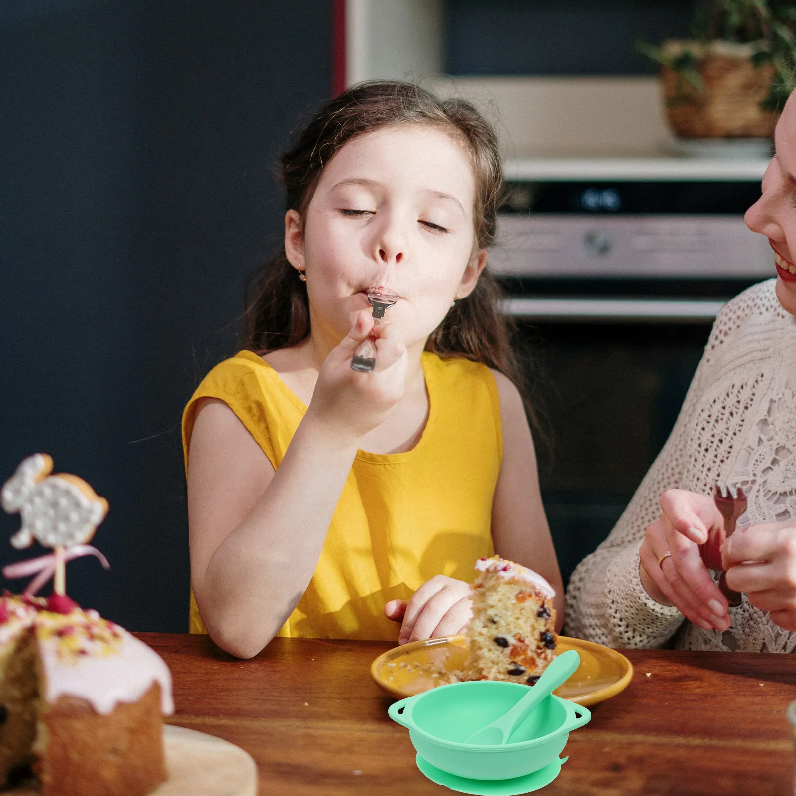 

1Set Silicone Baby Feeding Bowl Large Suction Non-Slip Toddler Tableware Food Container Spoon Kids Bowl