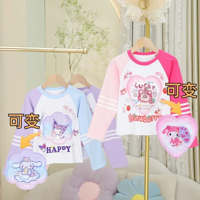 

Spring Autumn Kuromi Anime Kawaii Sanrio Leisure Baby Long Sleeve T Shirt Cute My Melody Round Neck Base Shirt Clothing Gifts