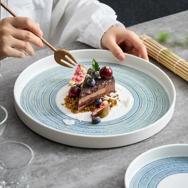 

Starry Sky Kiln Change Ceramic Plate Straight Edge Plate High-end Restaurant Tableware Steak Western Plate Artistic Concept