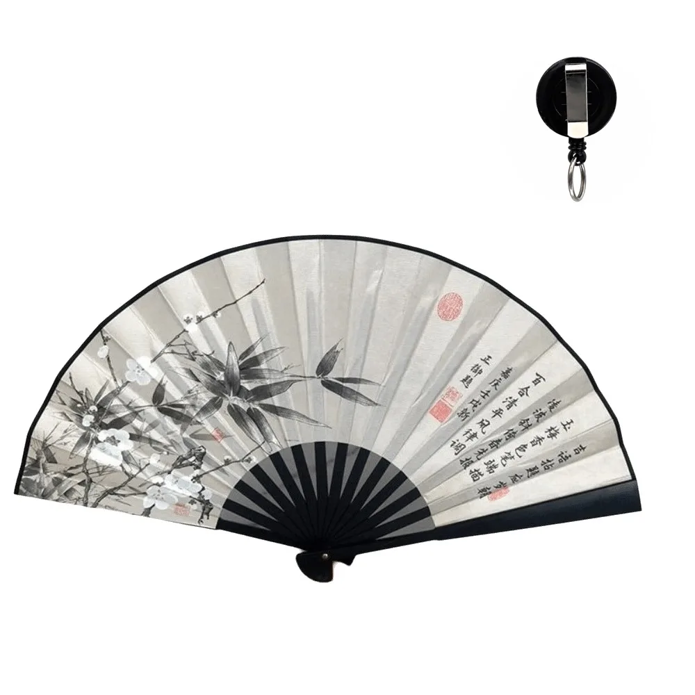 Collapsible Chinese Folding Fan Retractable Cord Portable Cosplay Rotating Flying Fan Lightweight Creative