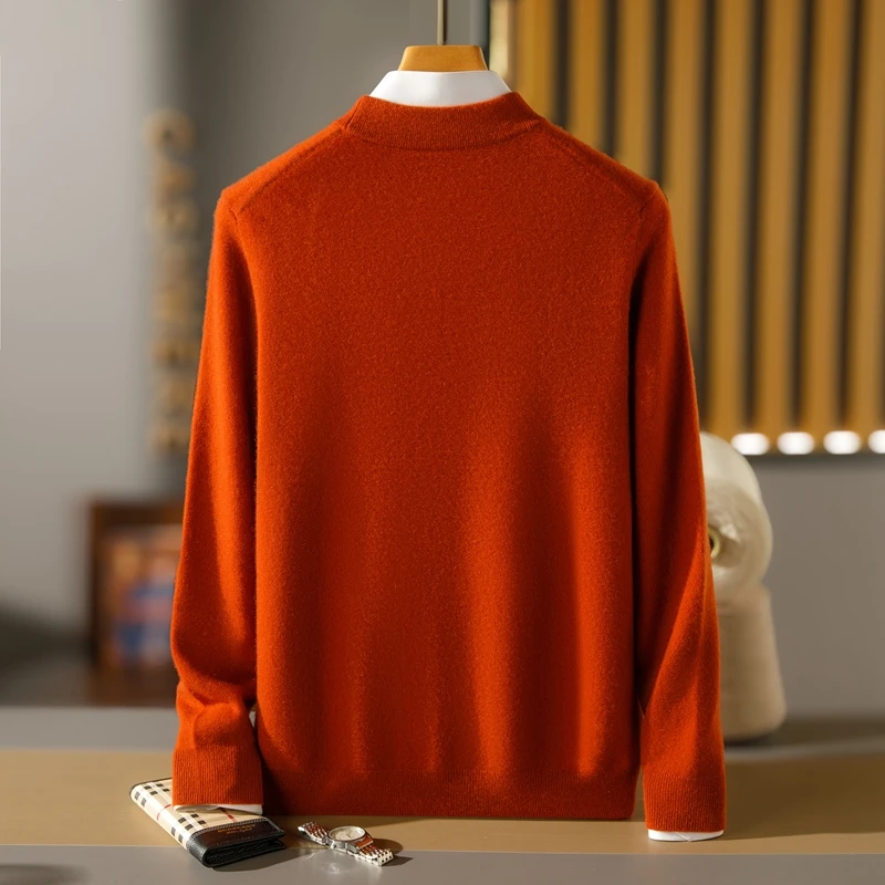 New autumnwinter high-end top 100% goat cashmere men's knitted casual Pullover Medium Thick Warm Loose Long Sleeve Sweater