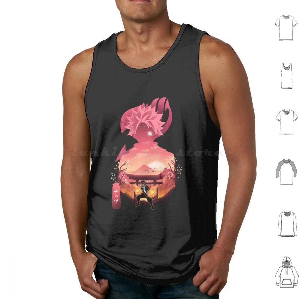 Natsu Dragneel Tank Tops Vest Sleeveless Symbol Lucy Guild Guild Quest Fundraising Carla