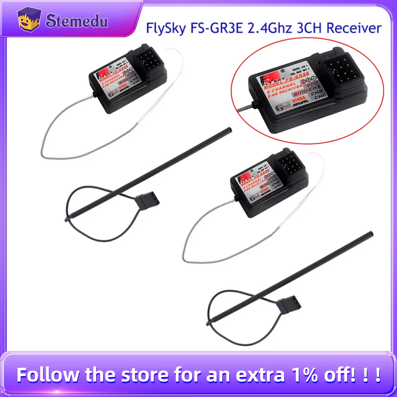 Flysky FS-GR3E AFHDS 2.4G 3CH 3 Channel Receiver for RC Car Boat FS-GT2 FS-GT2B FS-GT3B FS-GT3C FZ-IT4S 2.4Ghz Transmitter