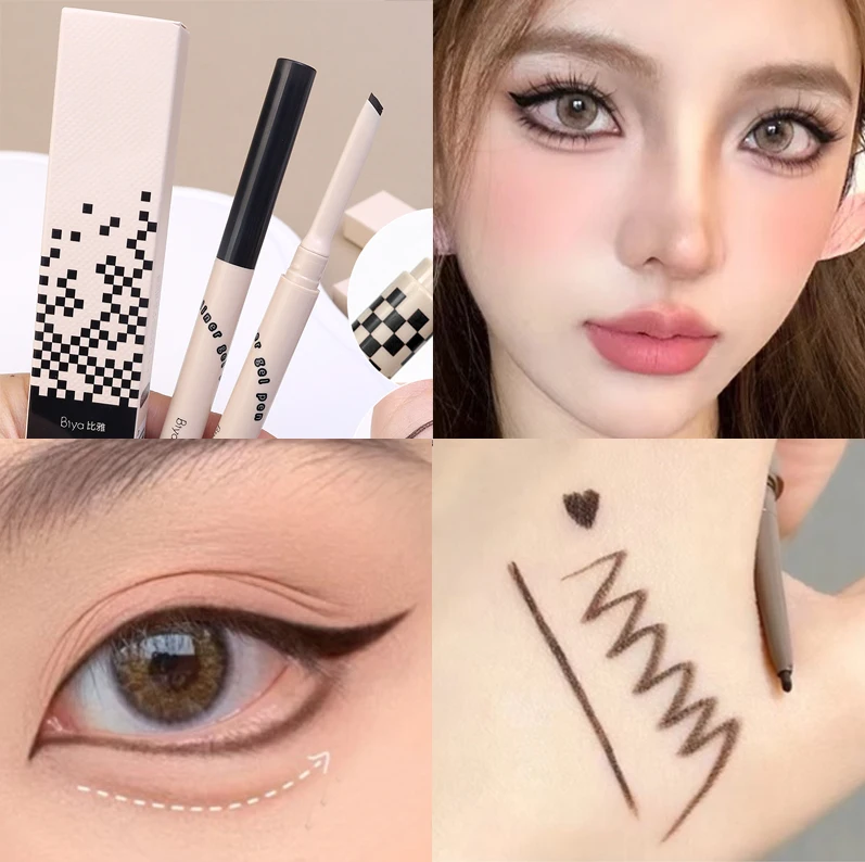 Langdurige Gladde Eyeliner Potlood Waterdicht Sneldrogend, Niet Bloeiend Zwart Bruin Schuine Eyeliner Liggende Zijderuppen Cosmetica