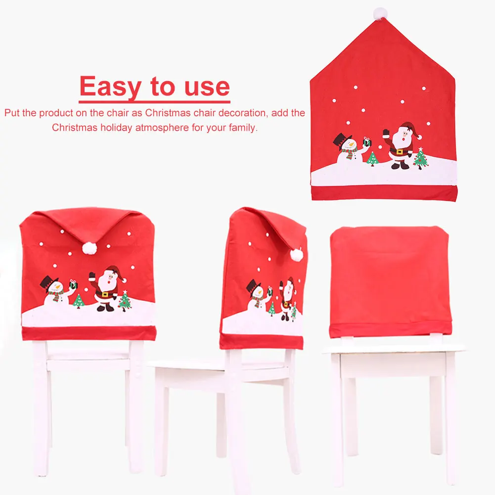 

1/4PCS Santa Hat Chair Cover Multipurpose Christmas Chair Protector Cover Cute Festival Favor for Banquet Holiday Festival Decor