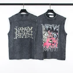 Yao Fashion Saint of Michael Vintage Summer Graffiti Hip Hop Printing Dark Gothic Wash Oversize Tank Tops for Men Clothing Tees