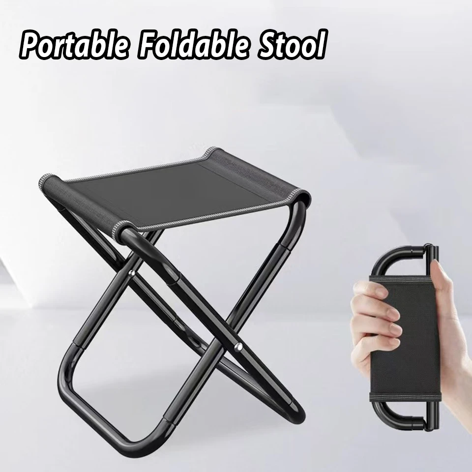 

1PC Portable Foldable Stool Outdoor Aluminium Alloy Picnic Camping Stool Lightweight Black Fishing Chair Outdoor Furniture