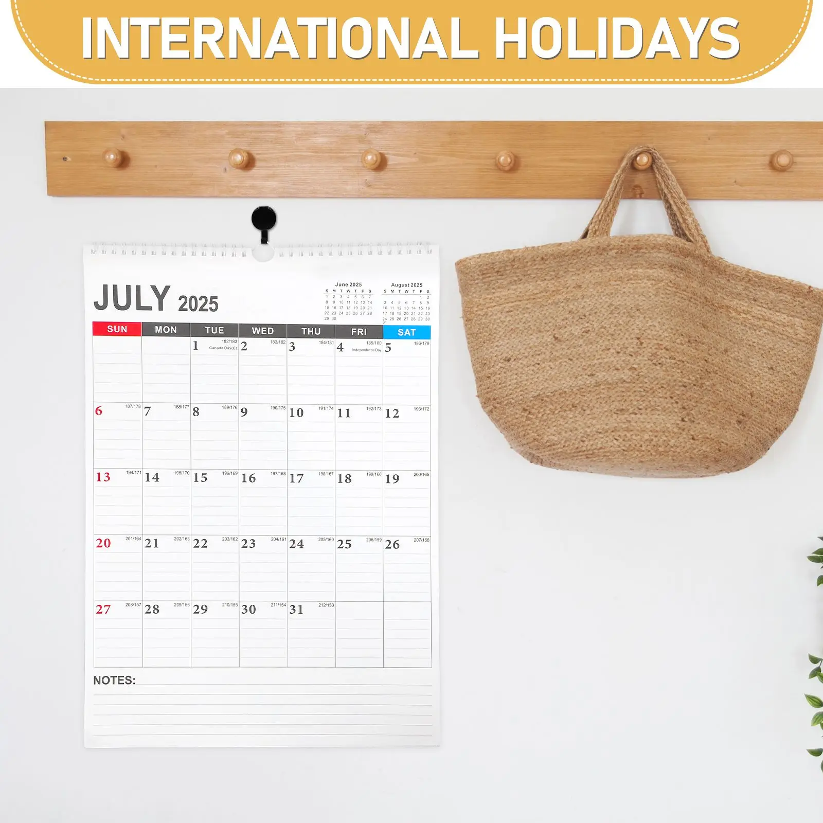 2026 تقويم الحائط 18 شهرًا مخطط شهري سلكي 2025 2026 مادة منزلية قوية خط كبير تصميم بسيط ديكور العطلات