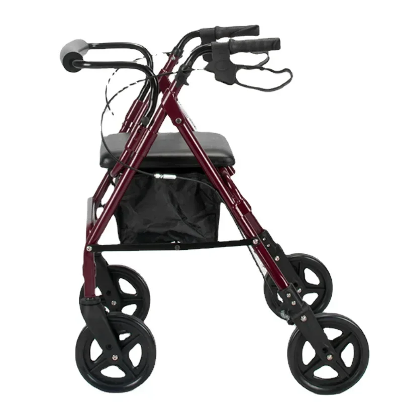 Elderly Shopping Cart with Backrest - Four-Wheeled Portable Walker, Rehabilitation Trolley with Comfortable Seating