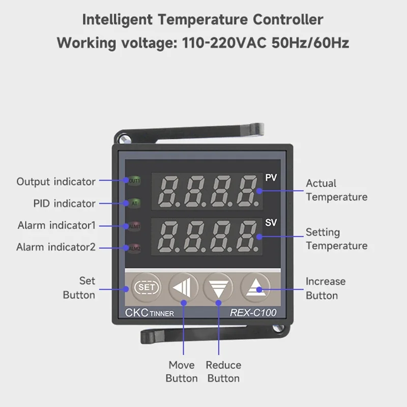 REX-C100 C400 C700 C900 PID Temperature Controller Digital Display Thermostat SSR Relay Output 100V-240VAC K E J PT100 CU50