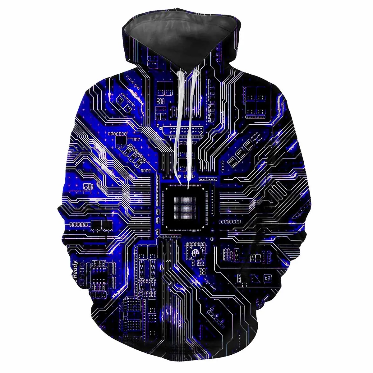 Chip Circuit Board Harajuku Printing Street Fashion Avant-garde Men Women Soft Comfortable Trend Hip-hop Personality Hoodie Top