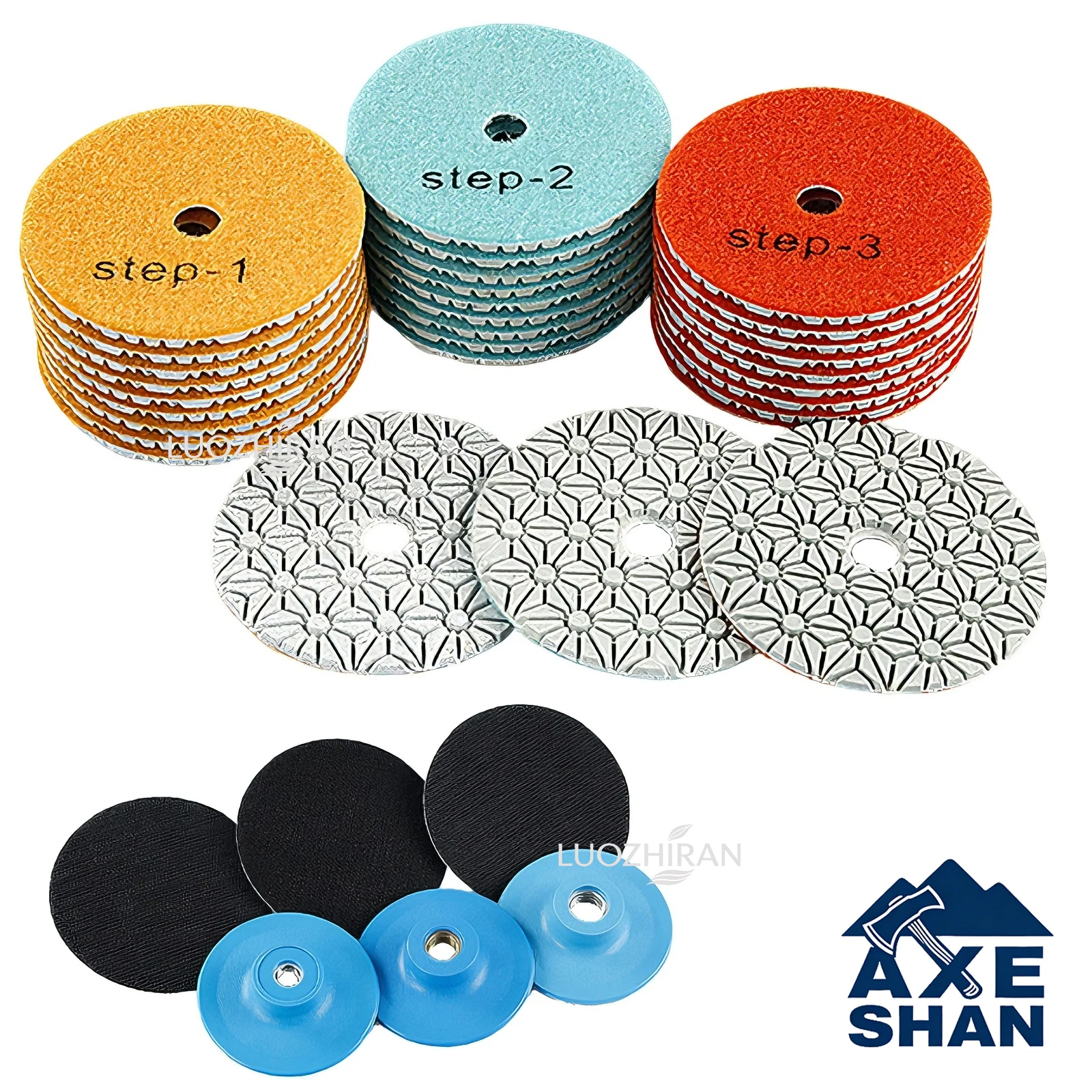 

100mm(4") Diamond Polishing Pad 3 Step Wet/Dry Grinding Blade for Stone Granite Marble Grinder Polish Pad Power Tool Accessories