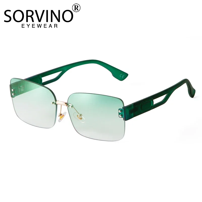 

SORVINO Rimless Rectangle Sunglasses Fashion Frameless Sun Glasses Square Shades Gradient UV400 Summer Traveling for Women Men