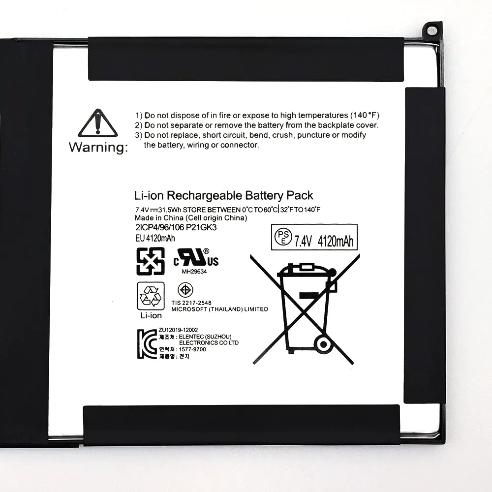 Imagem -05 - Bateria Original do Portátil para o Microsoft Surface Novo P21gk3 7.4v 31.5wh rt 1ª Geração 1516 Tablet