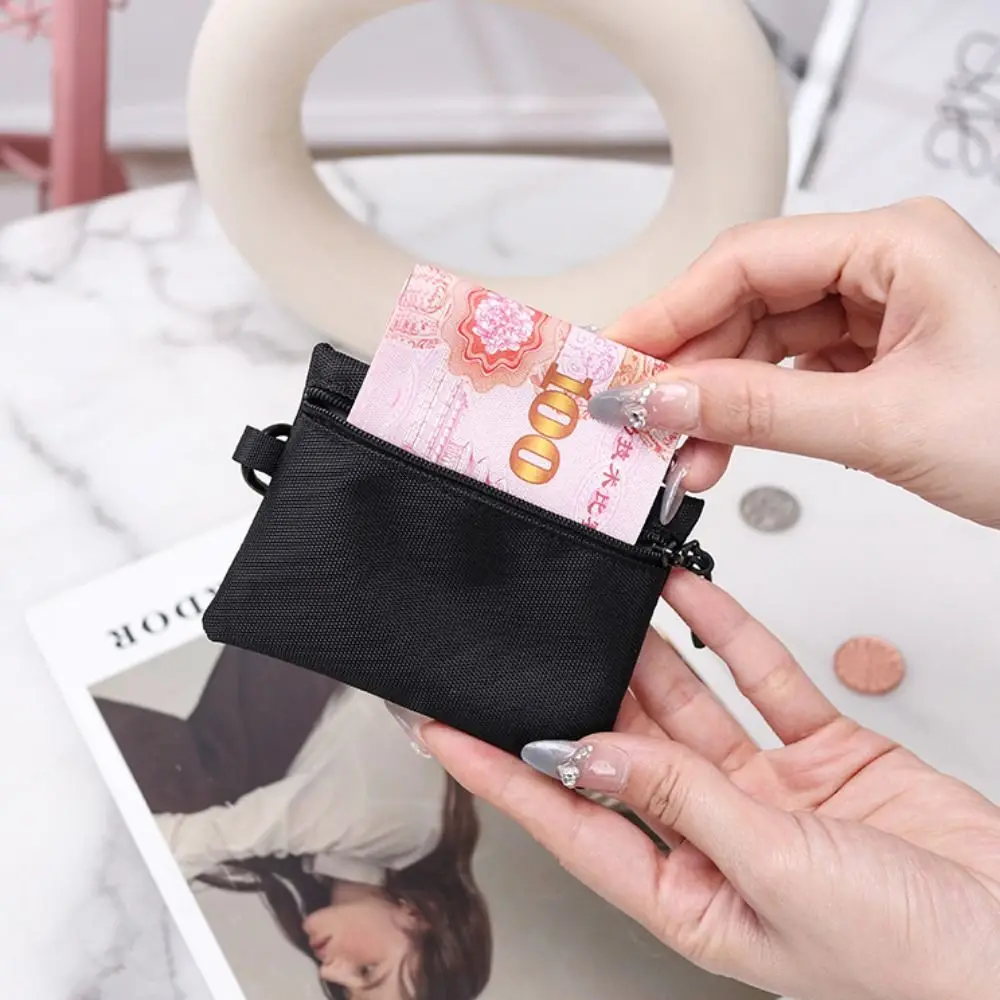 Practical Canvas Coin Purse Zipper Solid Color Card Bag Ultra Light Mini Size Key Pouch For Men