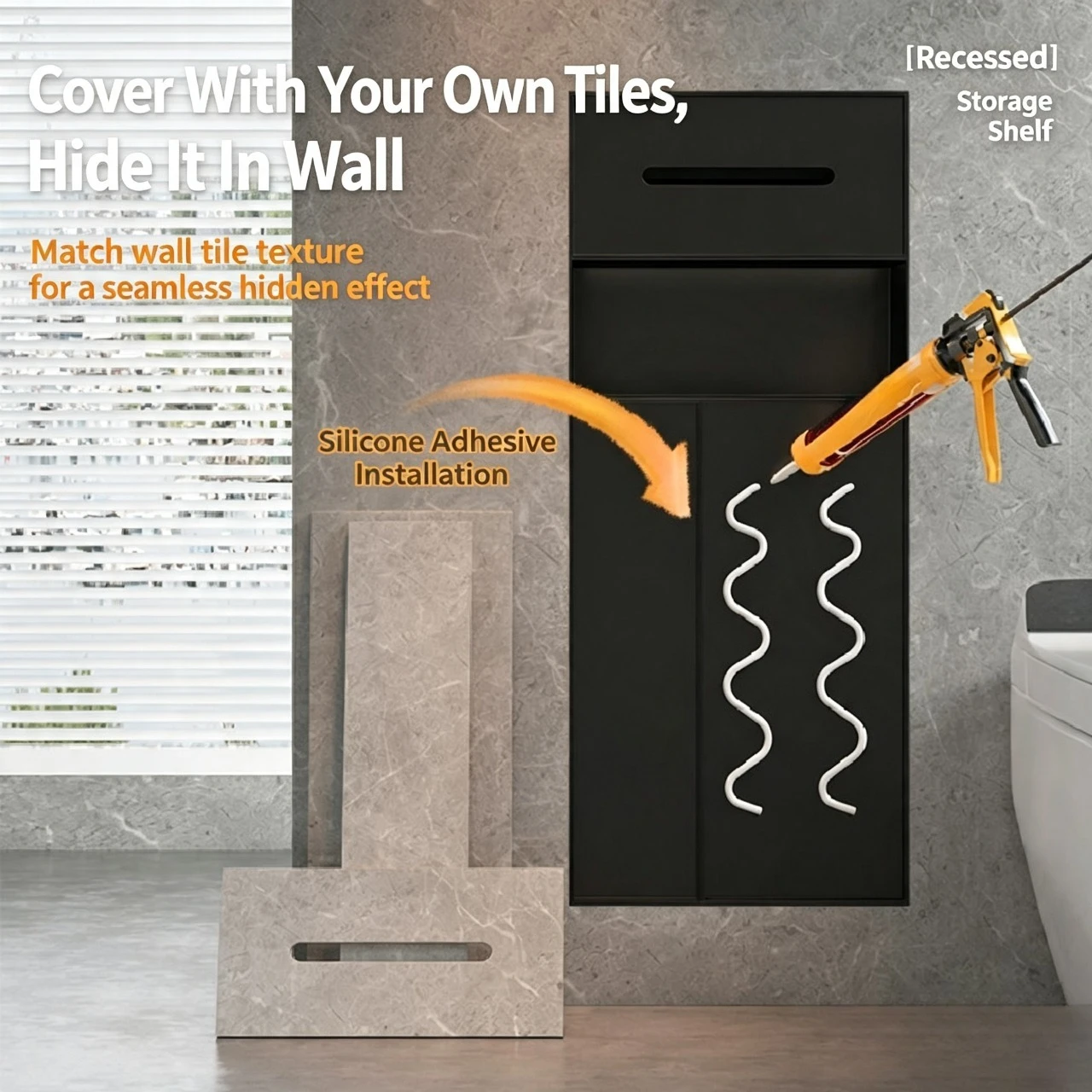 Recessed Stainless Steel Niche Wall Cabinet Customizable Bathroom Storage Rack Tissue Box Waste Bin Combination Accessory