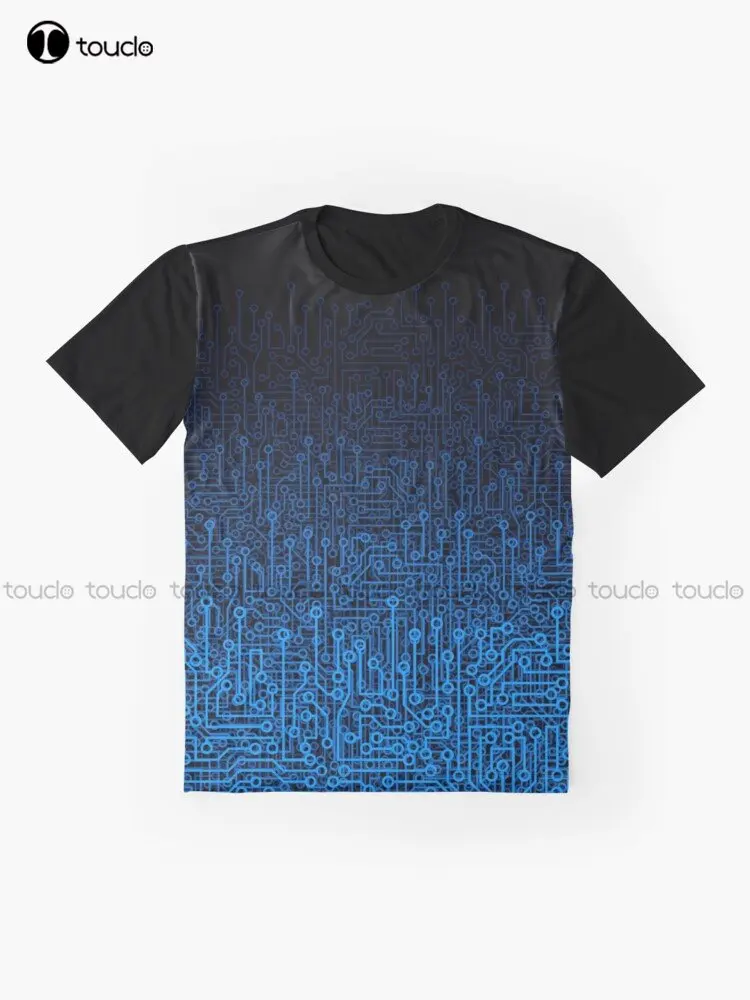 Reboot Iii Blue Computer Circuit Board Pattern Graphic T-Shirt Custom Aldult Teen Unisex Digital Printing Tee Shirts Custom Gift