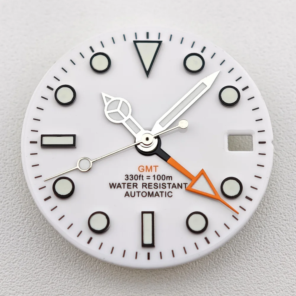29mm White/Black Sterile Dial Watch GMT Hands Fit NH34 Movement Watch Parts Custom LOGO Luminous Watch Dial Parts Accessories view 4