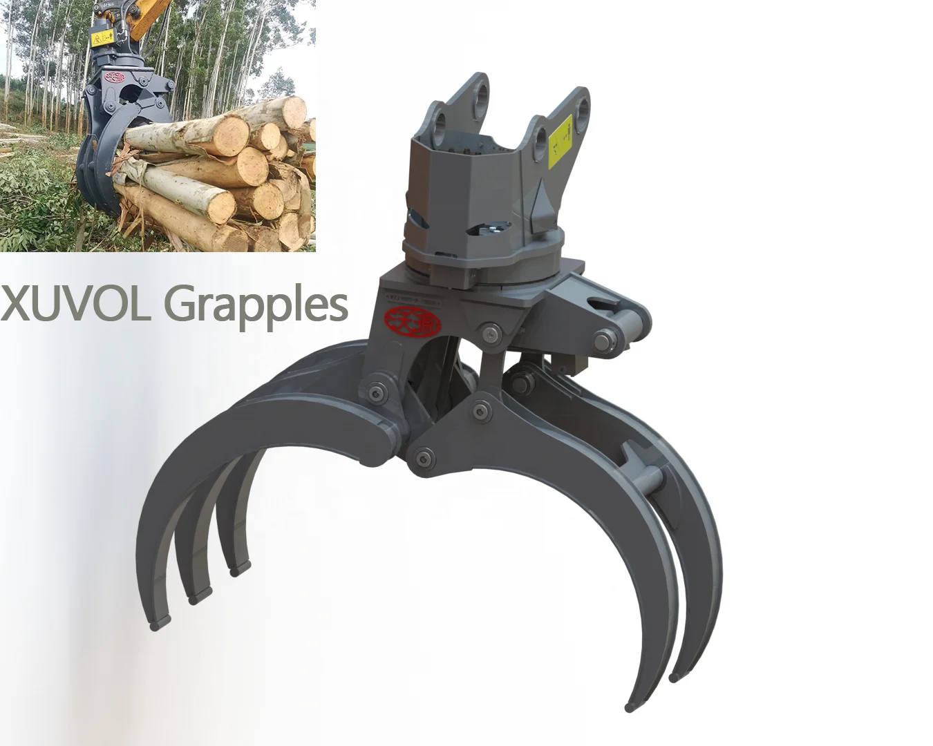 XUVOL WYJ100Z  Hydraulic Rotating Grapples 5 To 9 Ton Excavator Grapple With Motor For Farms Suger Cane Grapple