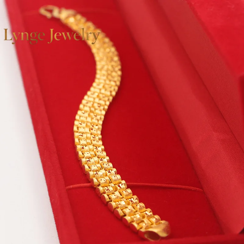 Lynge Jewelry Euro coin 10mm bracelet jewelry 24k real gold network bracelet 9999 men's bracelet
