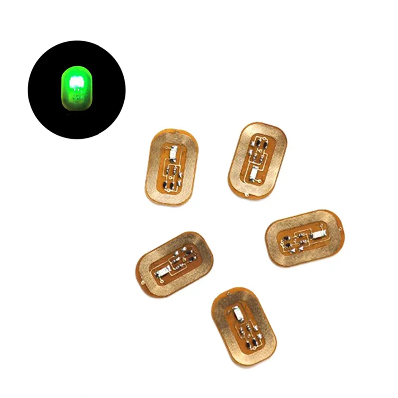 5Pcs NFC Flash Nail Sticker LED Bare Chip Intelligent Luminous Nail Lamp Nail Sticker Enhancement, Green Light