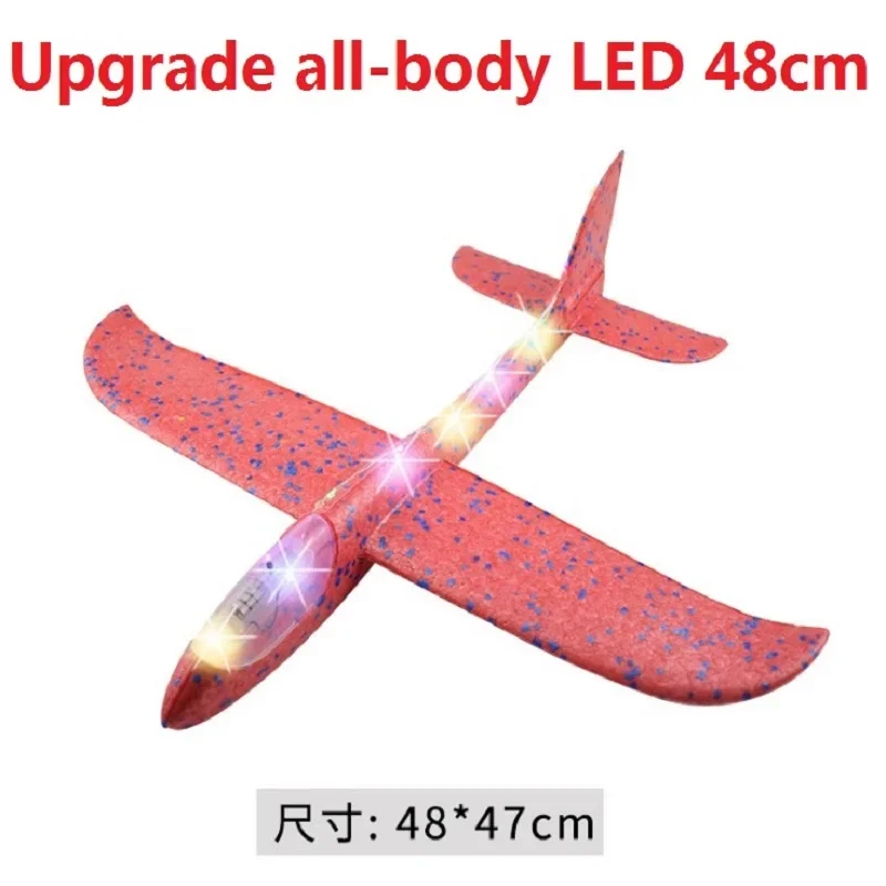 48CM LED Hand Throw Outdoor Toys Flying Glider Planes Foam Aircraft Model Resistant Breakout Aircraft Children Party Kids Game