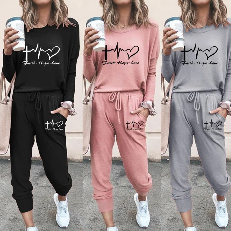 

Women Casual Tracksuits 2 Pieces Sports Outfits Long Sleeve Tops Slim Fit Long Pants Sweatsuits Jogging Suit S-2XL