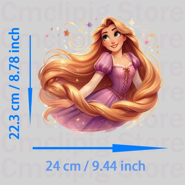 Hot Watercolor Princess Moana and Aurora Patches for clothes vinyl stickers thermo-stickers for Girls Ironing applications