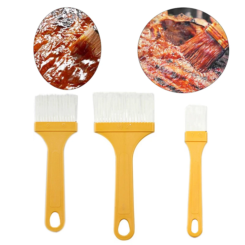 3Pcs Barbecue Brush Split Type Cake Baking Pastry Cooking Oil Brushes High Temperature Resistant Plastic Handle BBQ Kitchen Tool