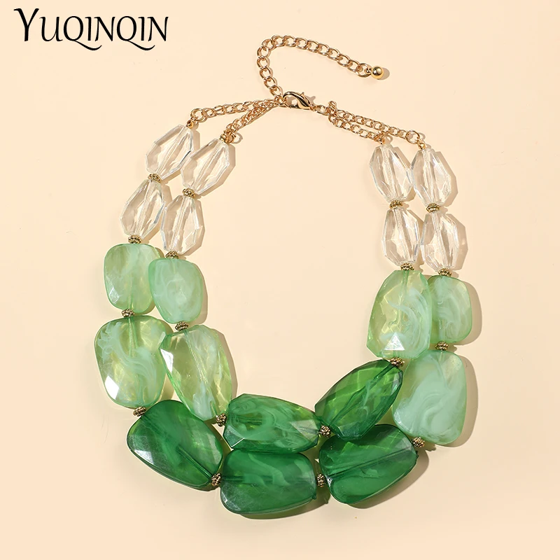 Fashion Multi-layer Choker Necklaces For Women Trendy Jewelry Short Boutique Colorful Beads Pendant Necklace Accessories Summer