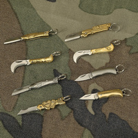 Mini Pocket Keychain Knife Folding Brass Keychain Pendant Cleaver Blade Cutter Tool Gift Camping Hinking Outdoor Tools