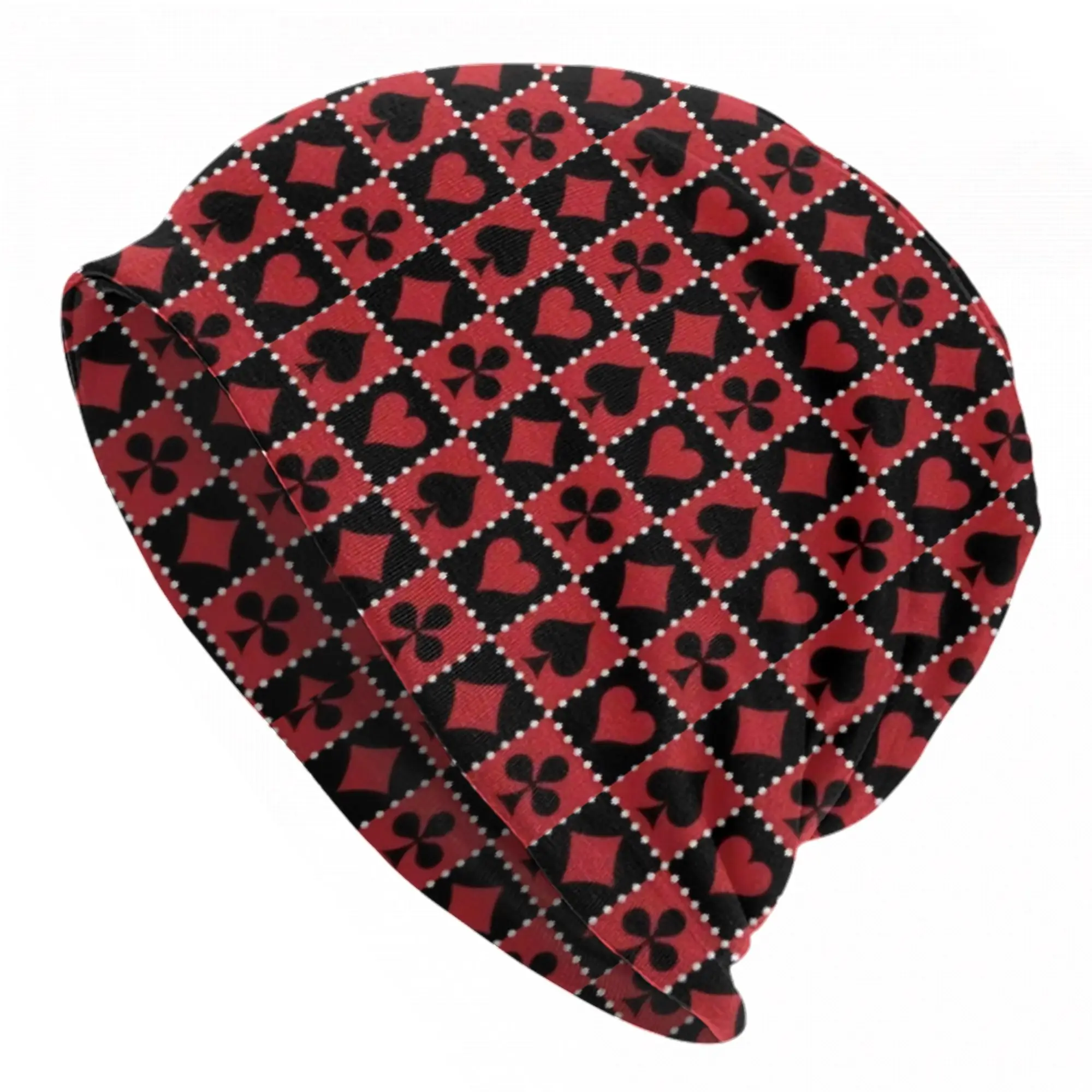 Black Red Queens Hearts Cap Halloween Poker Goth Autumn Winter Outdoor Skullies Beanies Hats Spring Warm Dual-use Bonnet Hats