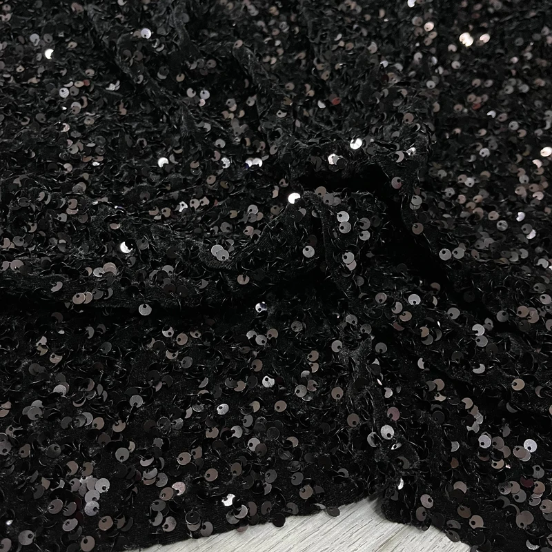 ผ้ากำมะหยี่ปักเลื่อมหรูหราสำหรับชุดราตรี ฉากหลัง การเต้นรำ ชุดแต่งกาย ตกแต่ง งาน DIY วัสดุสำหรับงานเย็บปักถักร้อย