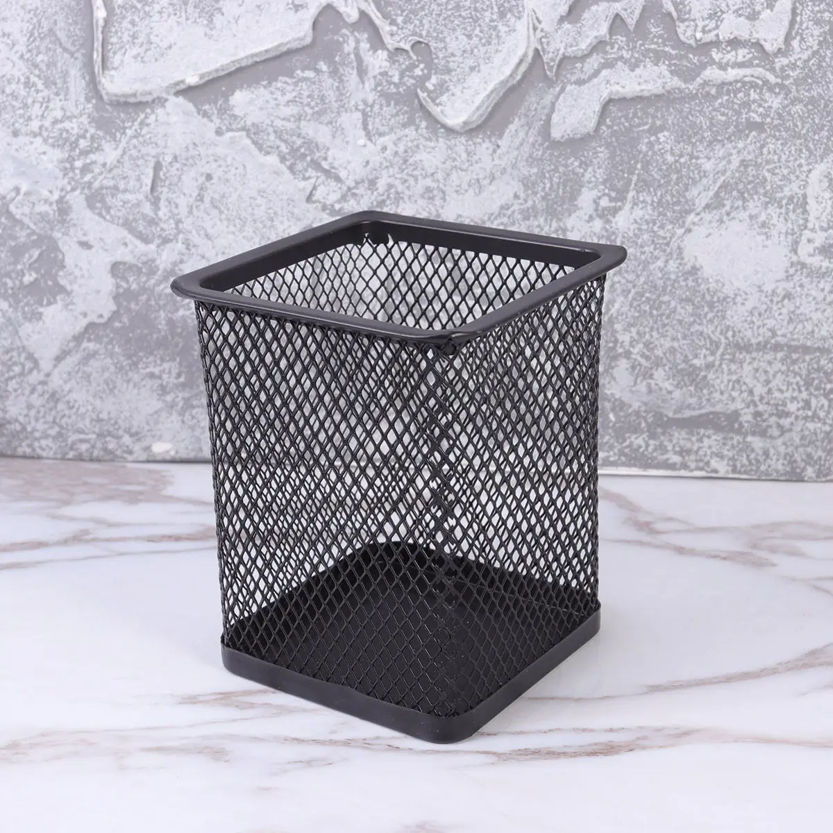 3Pcs Iron Net Pen Holder Square Hollow Metal Desk Organizer Premium Quality for School Office Home Use Gift for Students Friends