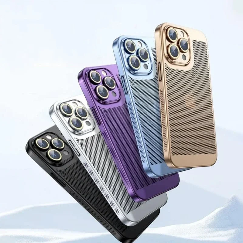 

Fashion Electroplated Shell Heat Dissipation Phone Case For iPhone 15 14 13 12 11 Pro Max 7 8 Plus XS XR X Shockproof Cover