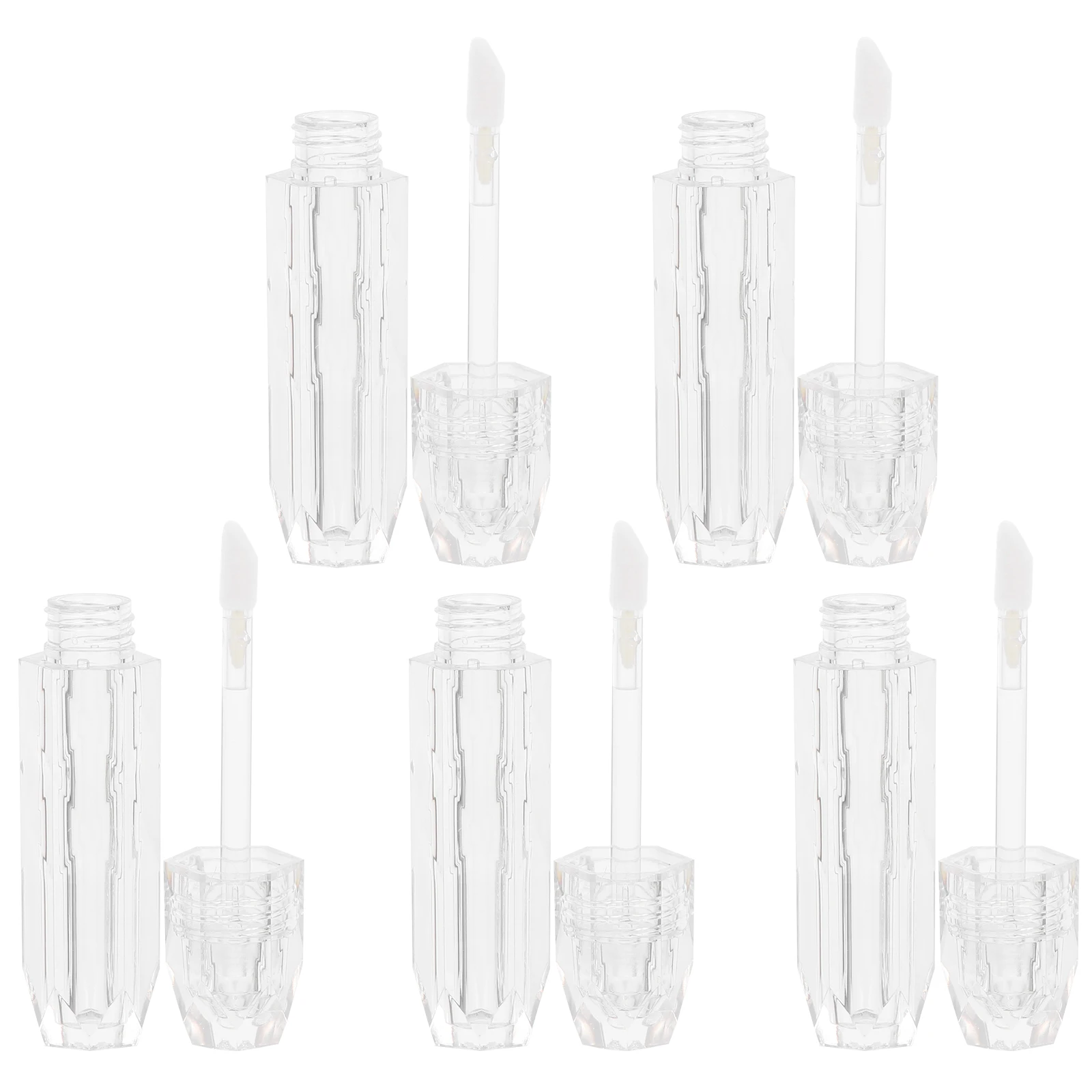 6pcs Transparent Refillable Gloss Tubes Empty Plastic Bottles For Diy Lip Balm Cream Durable Anti-Leaking High-Class Abs