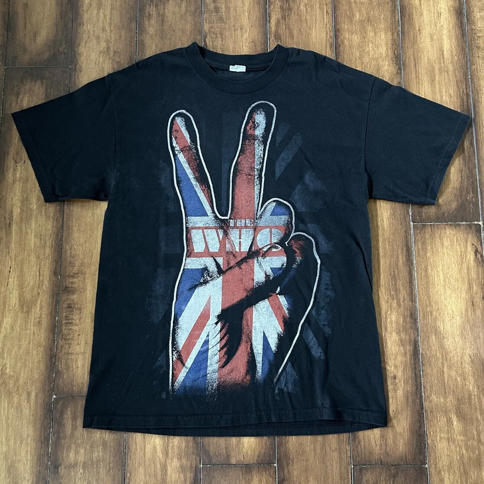 The Who Band T Shirt Men Äôs Large Peace Sign Flag Vintage Alstyle Tag Music