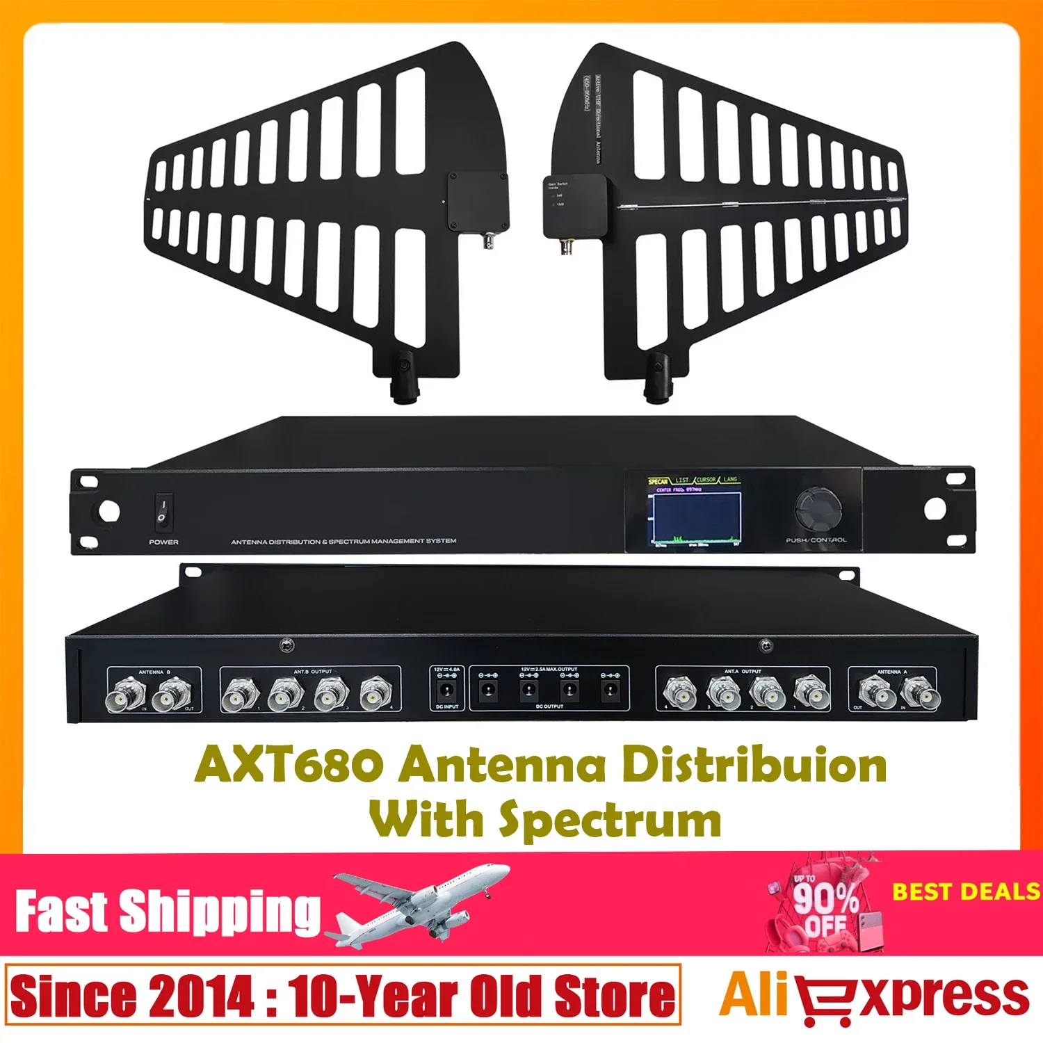 Leicozic 8-Channel RF Signal Distributor System With Spectrum Monitoring For Wireless Mic Antenna Distribution 450-950Mhz AXT680