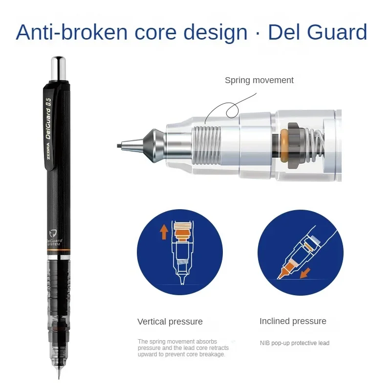 1pcs MA85 DelGuard Mechanical Pencil 0.3mm 0.5mm 0.7mm Drawing Test Sketch Pencils with Eraser for School Supplier