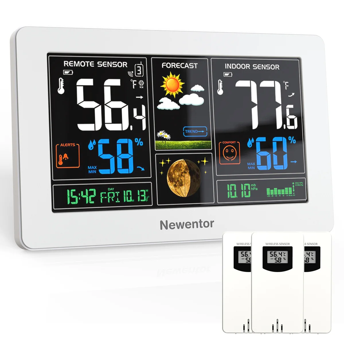 Professional Wireless Weather Station Digital Temperature Baby Room Indoor Outdoor with 3pcs Sensor Alarm Hygrometer Thermometer