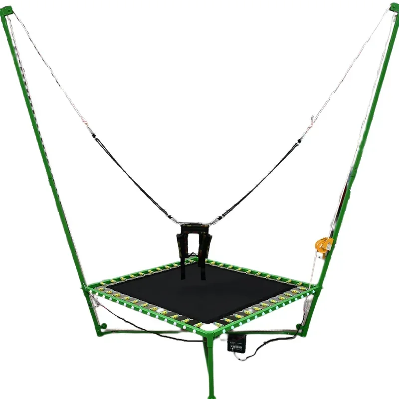 

For Manual winch single children's bungee trampoline with colorful lights, with soft polypropylene pads